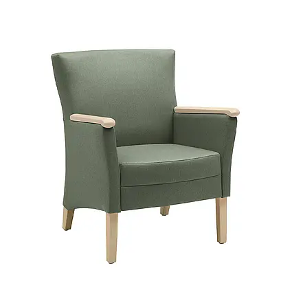 Polstersessel Luna in grün mit Holzfüßen