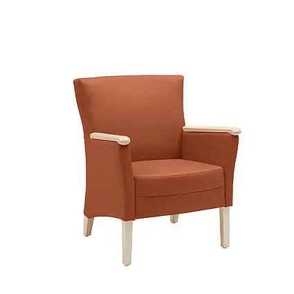 Stoel Luna in terracotta met lichte houten poten