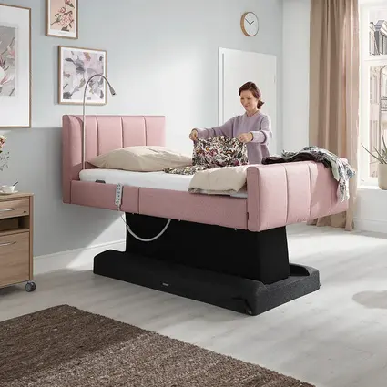 Op de foto zie je de Libra - variant deluxe met het ligvlak omhoog - een handige hoogte om de was op te vouwen.