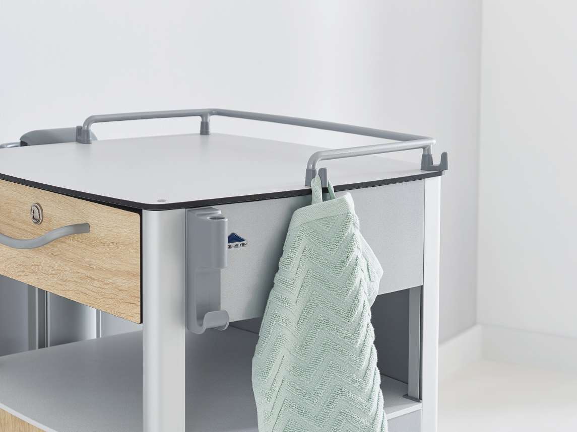 Towel hook on the Vitano bedside cabinet rail