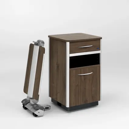 Optional overbed table on the Combino bedside cabinet