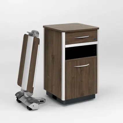 Optional overbed table on the Combino bedside cabinet