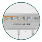 Out-of-bed flex Bediengerät von vorne abgebildet, sichtbar das einfache Bedienkonzept