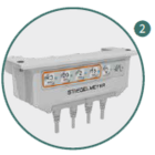 Out-of-bed flex Bediengerät von der Seite, sichtbar die Anschlusskabel und Funktionen